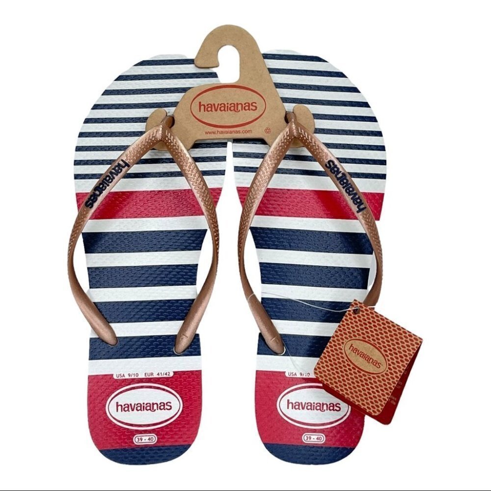 Havaianas Slim Nautica White Rose Gold Womens Thong Sandals - Picture 7 of 9